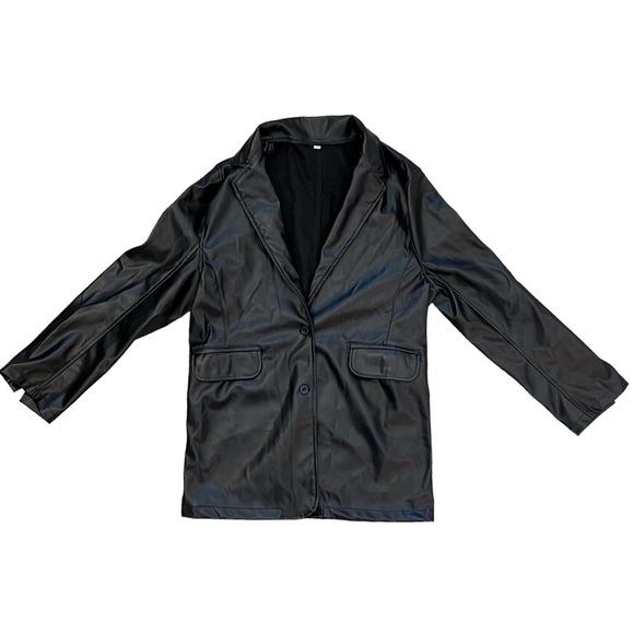 NWOT Black Faux Leather Jacket, Women’s Large - Picture 5 of 11